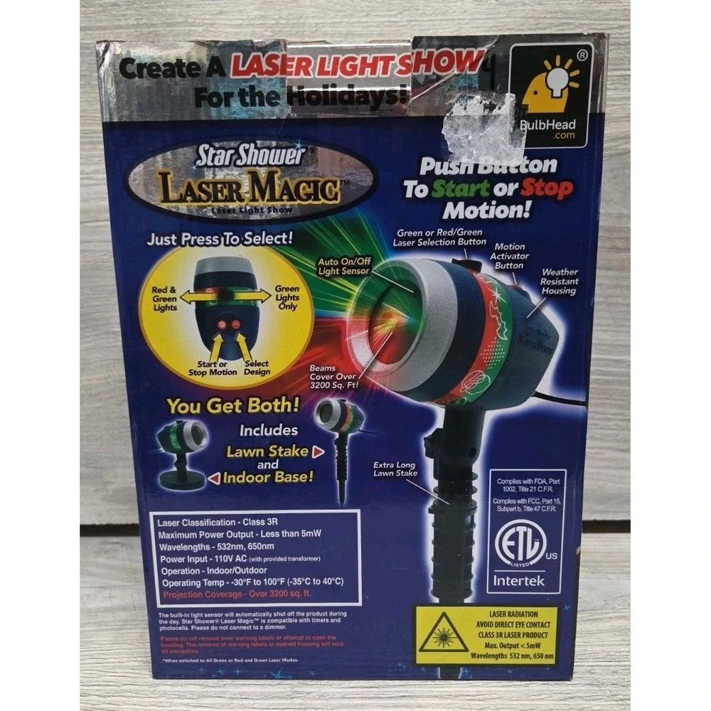 Star Shower 11672-6 Laser Magic Laser Light Show Projector Xmas & Halloween Cshe
